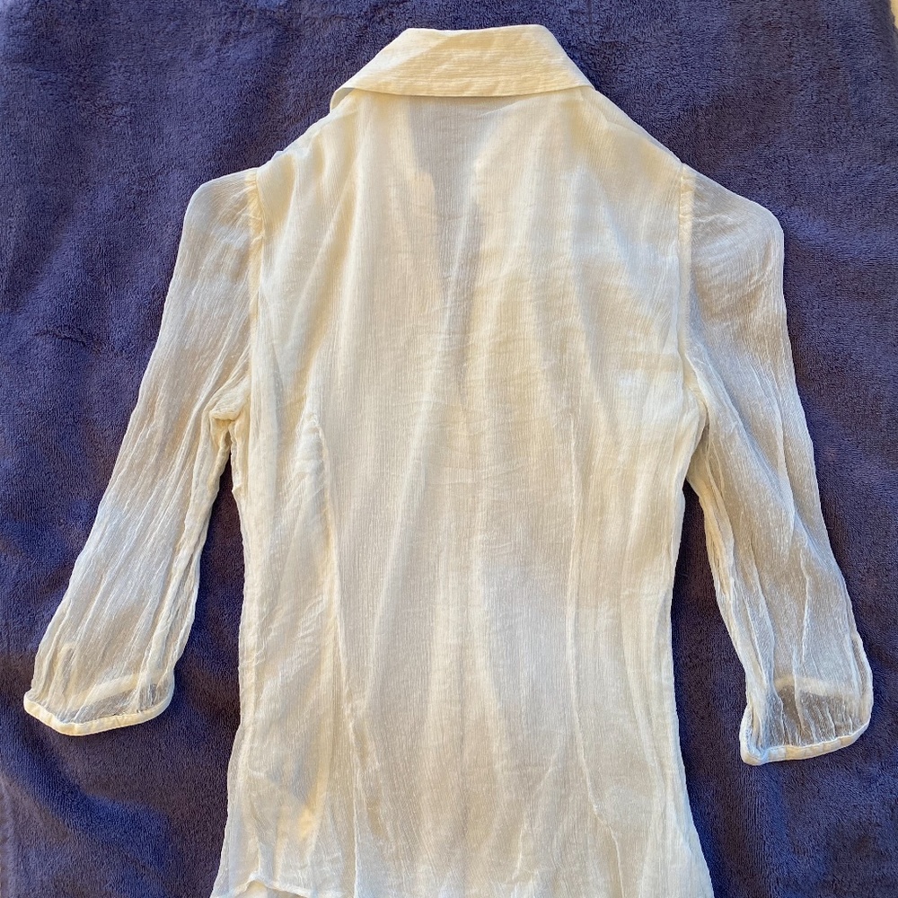 Zara Dressy 3/4 Sleeve Off White Blouse - Picture 8 of 9